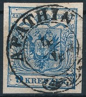 O 1850 9kr HP IIIb Sötétkék, Finom Nyomat Lemezhibával / Dark Blue, Nice Print With Plate Flaw 'APATHIN' Certificate: St - Andere & Zonder Classificatie