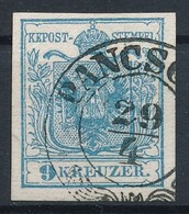 O 1850 9kr HP I Világoskék / Light Blue 'PANCSO(VA)' Certificate: Strakosch - Other & Unclassified