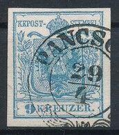 O 1850 9kr HP I Világoskék / Light Blue 'PANCSO(VA)' Certificate: Strakosch - Autres & Non Classés