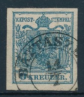 O 1850 9kr HP IIIa Zöldeskék / Greenish Blue 'BÁTTASZÉ(K)' Certificate: Steiner - Other & Unclassified