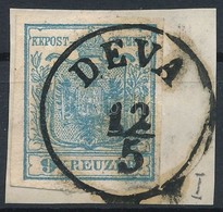 1850 9kr HP I Szürkéskék, Lemezhibákkal / Greyish Blue, With Plate Flaws, Magistris 322 'DEVA' Certificate: Strakosch - Other & Unclassified