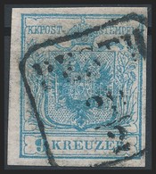 O 1850 9kr Szürkéskék HP I Magistris 3 / Greyblue 'PESTH' Certificate: Steiner - Other & Unclassified