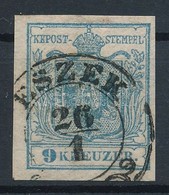 O 1850 9kr HP I Világoskék / Light Blue, Magistris 37 'ESZEK' Certificate: Strakosch - Autres & Non Classés