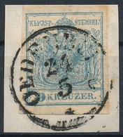 1850 9kr HP I Szürkéskék, Papírránc / Greyish Blue, Paper Crease, Magistris 329 'OEDENBURG' Certificate: Strakosch - Autres & Non Classés