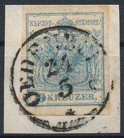 1850 9kr HP I Szürkéskék, Papírránc / Greyish Blue, Paper Crease, Magistris 329 'OEDENBURG' Certificate: Strakosch - Otros & Sin Clasificación