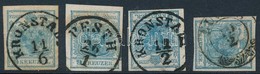 O 1850 9kr Ia 'KRONSTADT', IIa 'PESTH', IIb 'KRONSTADT', IIc 'LU(GOS)' - Sonstige & Ohne Zuordnung