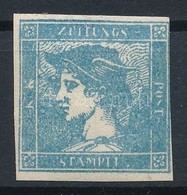 * 1851 Hírlapbélyeg Ib Szürkéskék, Bordázott Papír / Newspaper Stamp Ib, Greyish Blue, Ribbed Paper. Certificate: Steine - Autres & Non Classés