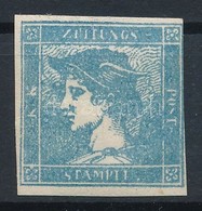 * 1851 Hírlapbélyeg Ib Szürkéskék, Bordázott Papír / Newspaper Stamp Ib, Greyish Blue, Ribbed Paper. Certificate: Steine - Andere & Zonder Classificatie