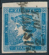 O 1851 Hírlapbélyeg A Legritkább II. B Típus, Kék / Newspaper Stamp Blue 'CASCHAU' (Ferchenbauer EUR 750,-) Certificate: - Other & Unclassified