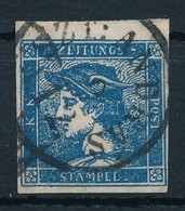 O 1851 Hírlapbélyeg Sötétkék IIc / Newspaper Stamp IIc Dark Blue 'SZT:ANDRÁS' Certificate: Steiner - Autres & Non Classés