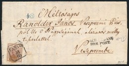 1851 6kr HP I. Finom Nyomat Levélen / Fine Print, On Cover 'PESTH' + 'NACH ABGANG DER POST' - 'VESZPRIM' - Other & Unclassified