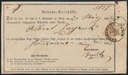 1852 6kr HP I Tértivevényen / On Retour Recepisse 'VÁGH-TEPLA' - 'RECOMANDIRT WIEN' - Sonstige & Ohne Zuordnung