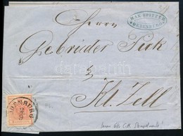 1856 3kr MP III Levélen / On Cover, Belül 6kr Illetékbélyeg / 6kr Fiscal Stamp On The Inside. 'ÖDENBURG' - Altri & Non Classificati