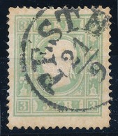 O 1858 3kr II Zöld / Green 'PESTH' Certificate: Strakosch - Other & Unclassified