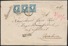 ~1858 3 X 15kr I. Harmadik Súlyfokozatú Ajánlott Levélen, A Hátoldali Bélyeg Hiányzik / 3 X 15kr I On 3rd Weight Class R - Otros & Sin Clasificación