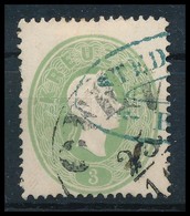 O 1861 3kr Zöld, Kék Cégbélyegzéssel / Green 'OFEN' - Sonstige & Ohne Zuordnung