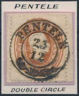 1861 10kr Kivágáson / On Cutting, Luxus 'PENTELE' Bélyegzéssel - Sonstige & Ohne Zuordnung