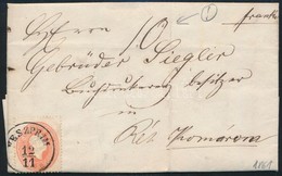 1861 5kr Portós Levélen / On Cover With Postage Due 'VESZPRIM' - Komárom - Autres & Non Classés