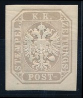 * 1863 Hírlapbélyeg Szürkésbarna Tiszta Nyomat, Alig Látható Falcnyommal, Nagy Vízjellel / Newspaper Stamp Greyish Brown - Sonstige & Ohne Zuordnung