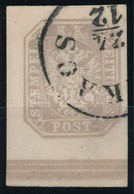 O 1863 Szürkésbarna Hírlapbélyeg Alsó ívszéllel, Szegélyléclenyomattal / Greybrown Newspaper Stamp Margin Piece '(MUN)KÁ - Autres & Non Classés
