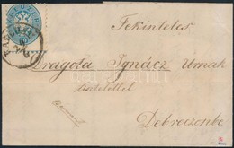 1864 10kr Szegélyléclenyomattal Levélen / On Cover 'KASCHAU' - 'DEBRECZIN' - Andere & Zonder Classificatie