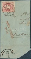 1867 5kr Levél Darabon / On Cover Piece 'OSZLÁNY' + Piros / Red 'POSTA INDULÁS UTÁN' - Autres & Non Classés