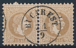 O 1867 15sld Vízszintes Pár, Mindkét Bélyegen Nagy Vízjel / Horizontal Pair With Large Watermark 'BUCAREST' - Andere & Zonder Classificatie