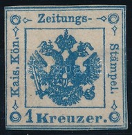 (*) 1858 Hírlapilleték 1kr Kék, PROVIZÓRIUM, RR! / Newspaper Duty Stamp 1kr Blue (Mi EUR 425,-) Certificate: Strakosch - Altri & Non Classificati