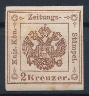 * 1858 Hírlapilleték 2kr Barna II-es Típus, I-es Lemez, Lemezhibával / Newspaper Duty Stamp 2kr Brown, Type II, Plate I  - Other & Unclassified