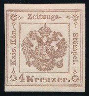 * 1858 Hírlapilleték 4kr Sötétbarna, I. Típus / Newspaper Duty Stamp 4kr Dark Brown, Type I. Certificate: Strakosch - Sonstige & Ohne Zuordnung