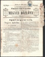 1860 Miskolczi értesítő 1kr Hírlapilletékbélyeggel, Rajta Címszalag Egy Sérült Hírlapbélyeggel / Newspaper With 1kr News - Autres & Non Classés