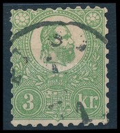 O 1871 Kőnyomat 3kr Zöld (140.000) / Mi 2 Green (javított, Tompa Fogak / Repaired, Short Perfs) - Sonstige & Ohne Zuordnung