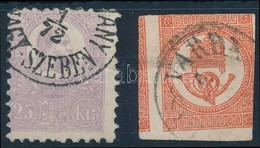 O 1871 Kőnyomat 25kr Ibolya Elfogazott Bélyeg + Hírlapbélyeg érdekesen Vágva (52.500) / Mi 6a Violet + Newspaper Stamp M - Other & Unclassified