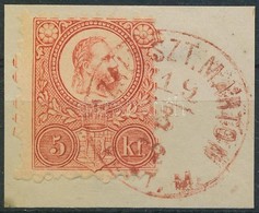 1871 Réznyomat 5kr  Kivágáson Piros Bélyegzéssel  / Mi 10 On Cutting, Red 'SZALK SZT. MÁRTON' A Madarász Szakvélemény Sz - Other & Unclassified