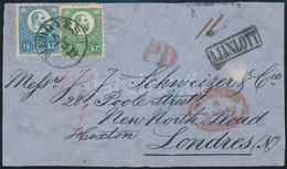 1872 Réznyomat 3kr + 10kr Ajánlott Levél Előlapon Londonba / 3kr + 10kr On Registered Cover Front To London 'MEDGYES' - Other & Unclassified