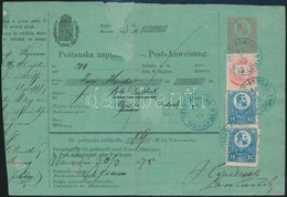 1875 5kr Díjjegyes Postautalvány 2 X 10kr Réznyomat és 1874-es 5kr Vegyes Kiegészítéssel / PS-money Order With 1871 2 X  - Autres & Non Classés