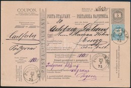 1875 Postautalvány 10kr Kiegészítéssel / PS-money Order With 10kr Additional Franking 'PODGORAC' - Eszék - Altri & Non Classificati