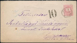 1878 5kr Díjjegyes Boríték KASSA-BUDAPEST Vasúti Mozgóposta Bélyegzéssel, 10kr Portóval / 5kr PS-cover With Railway Post - Other & Unclassified
