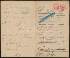 1879 Spanyol Ajánlott Tudakozvány 2 X 5kr Bélyeggel Szlatináról Többször újra Címezve, Majd Visszaküldve / 2 X 5kr On Sp - Other & Unclassified