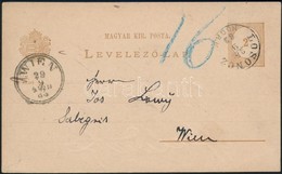 1883 Díjjegyes Levelezőlap / PS-card 'LOSONCZ NOGR. M.' -'WIEN' - Other & Unclassified