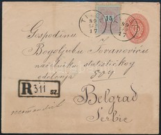 1889 Ajánlott Díjjegyes Boríték 7 Bélyeggel Kiegészítve / Registered PS-cover With 7 Stamps Additional Franking 'TITEL'  - Altri & Non Classificati