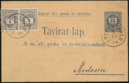 1889 35kr Díjjegyes Zárt Táviratlap 2 X 1kr Kiegészítéssel / PS-telegram Card With 2 X 1kr Additional Franking 'STEFANSF - Sonstige & Ohne Zuordnung