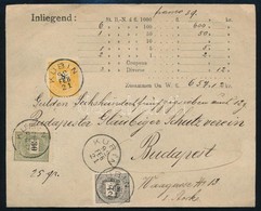 1892 Értéklevél 1kr + 8kr + 30kr / Mi 27 + Mi 31 + Mi 37 On Insured Cover 'KUBIN' - Budapest - Sonstige & Ohne Zuordnung