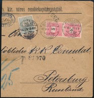 1897 Bérmentesítés Nélkül Feladott Hivatalos Levél Darab Kismartonból A Pétervári Konzulátusra, Majd Az Ott Fizetett 21  - Other & Unclassified