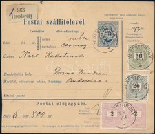 1898 Csomagszállító 54kr Bérmentesítéssel / Parcel Card 'VERESTORONY' - Bukowina (Gudlin 200 P) - Sonstige & Ohne Zuordnung