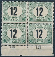 ** 1908 Zöldportó 12f ívszéli Négyestömb (32.000) / Postage Due Mi 23X Margin Block Of 4 - Other & Unclassified