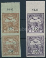 ** 1913 Turul 70f és 80f ívszéli Vágott Párok / Mi 181-182 Imperforate Margin Pairs - Sonstige & Ohne Zuordnung