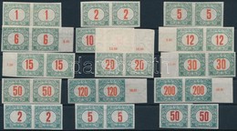 ** 1915 Pirosszámú Zöldportó Sor Vágott Párokban, 15 érték, Komplett / Postage Due Imperforate Pairs, 15 Values, Complet - Sonstige & Ohne Zuordnung