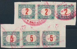 1915 Pirosszámú Zöldportó 2K és 5K Hármascsíkok, Minták A Madagaszkári Posta Archivumából / Mi 79 + 80 Stripes Of 3, Spe - Sonstige & Ohne Zuordnung