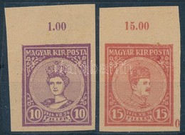 * 1916 Koronázás Fogazatlan ívszéli Próbanyomat Pár / Mi 188-189 Imperforate Margin Proof Set - Autres & Non Classés